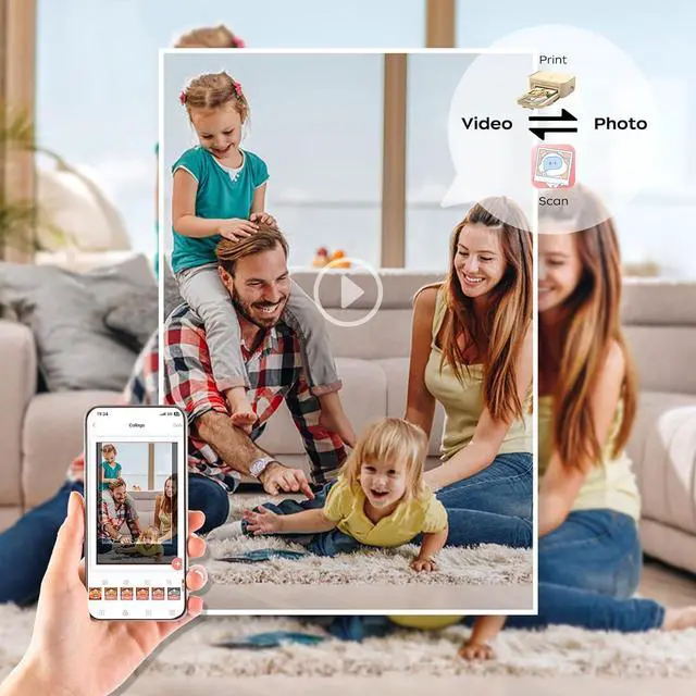 Alt view image 4 of 7 - HPRT Photo Printer for iPhone/Android - Studio-Quality 4x6 Prints in 60s | Portable Dye Sublimation Picture Printer with 20 Sheets & 1 Ribbon | for Home, Travel & Gifts (Beige)
