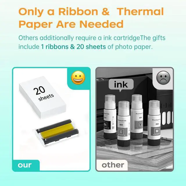 Alt view image 7 of 7 - HPRT Photo Printer for iPhone/Android - Studio-Quality 4x6 Prints in 60s | Portable Dye Sublimation Picture Printer with 20 Sheets & 1 Ribbon | for Home, Travel & Gifts (Beige)