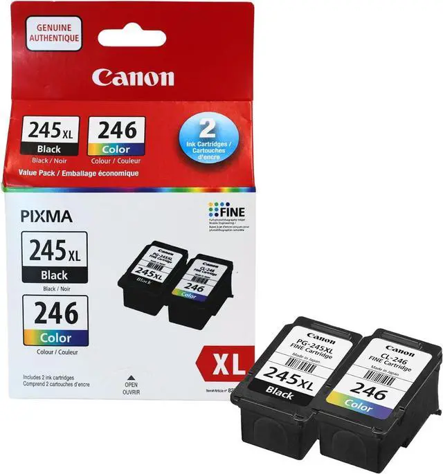Main image of Canon Genuine Ink Cartridges PG-245XL Black/CL-246 Colour, High-Yield Value Pack (2 Count), Original Canon Printer Ink for PIXMA TR4520 / TS3120 / TS3220 Series Printers
