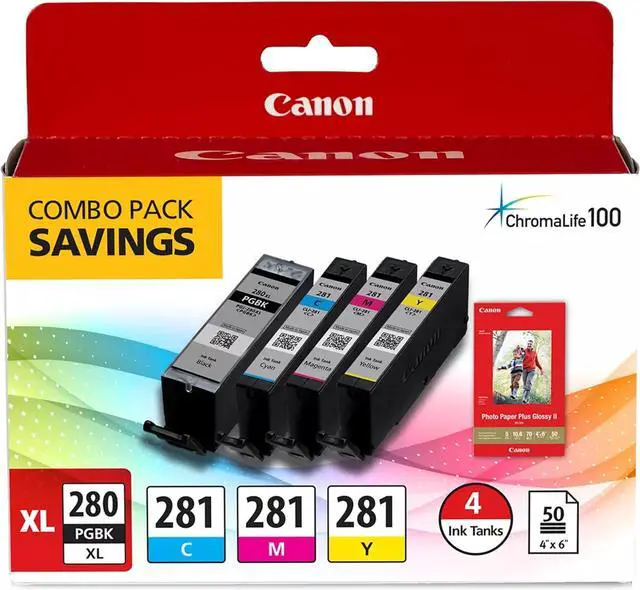 Main image of Canon PGI-280XL /CLI-281 Genuine Combo Pack with PP-301, Compatible with TR8520, TS9120,TS8120, TS6120, TS9521C/a, TS9520/a, TS8220, TS6220, TS8320, TS6320, TS702/a, and TR8620/a Series Printers