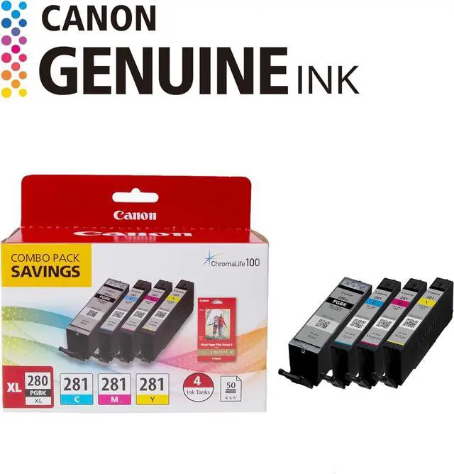 Alt view image 2 of 7 - Canon PGI-280XL /CLI-281 Genuine Combo Pack with PP-301, Compatible with TR8520, TS9120,TS8120, TS6120, TS9521C/a, TS9520/a, TS8220, TS6220, TS8320, TS6320, TS702/a, and TR8620/a Series Printers