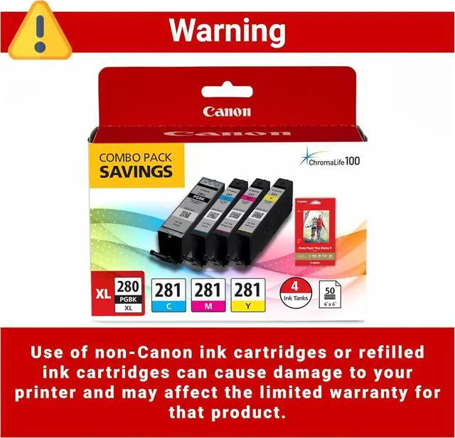 Alt view image 3 of 7 - Canon PGI-280XL /CLI-281 Genuine Combo Pack with PP-301, Compatible with TR8520, TS9120,TS8120, TS6120, TS9521C/a, TS9520/a, TS8220, TS6220, TS8320, TS6320, TS702/a, and TR8620/a Series Printers