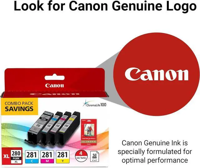 Alt view image 4 of 7 - Canon PGI-280XL /CLI-281 Genuine Combo Pack with PP-301, Compatible with TR8520, TS9120,TS8120, TS6120, TS9521C/a, TS9520/a, TS8220, TS6220, TS8320, TS6320, TS702/a, and TR8620/a Series Printers