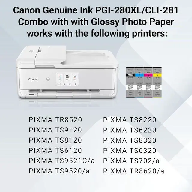 Alt view image 5 of 7 - Canon PGI-280XL /CLI-281 Genuine Combo Pack with PP-301, Compatible with TR8520, TS9120,TS8120, TS6120, TS9521C/a, TS9520/a, TS8220, TS6220, TS8320, TS6320, TS702/a, and TR8620/a Series Printers