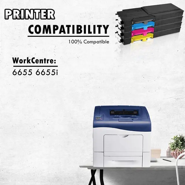 Alt view image 6 of 7 - 1 Set of 4 Inkfirst Compatible Toner Cartridges Replacement for Xerox 6655 WorkCentre 6655 6655i Black, Cyan, Magenta, Yellow