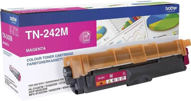 Main image of Brother TN-242M Toner Cartridge, Magenta, Single Pack, Standard Yield, Includes 1 x Toner Cartridge, Brother Genuine Supplies
