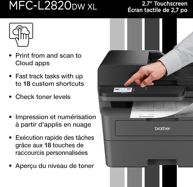 Alt view image 6 of 7 - Brother MFC-L2820DW XL Wireless Compact Monochrome All-in-One Laser Printer with Copy, Scan and Fax, Duplex, Black & White | Up to 4,200 Pages of Toner Included(1), Works with Alexa