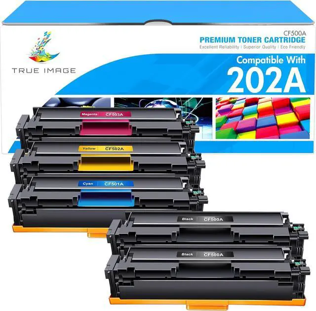 Main image of TRUE IMAGE Compatible Toner Cartridge Replacement for HP 202A CF500A 202X Color Laserjet Pro MFP M281fdw M281cdw M254dw M281fdn M254dn M254nw M281 M254 Toner Printer Ink (BK/C/Y/M, 5-Pack)