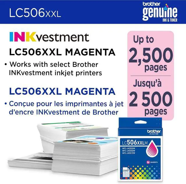 Alt view image 2 of 7 - Brother Genuine LC506XXLM Super High Yield Magenta Ink Cartridge (for use INKvestment 4355, 4555, and 4557 Printers)