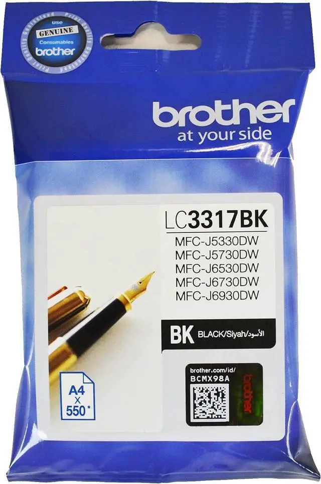 Main image of Brother Genuine LC3317BK Ink Cartridge, Black, Page Yield Up to 550 Pages, (LC-3317BK) for Use with: MFC-J5330DW, MFC-J6530DW, MFC-J6730DW, MFC-J6930DW