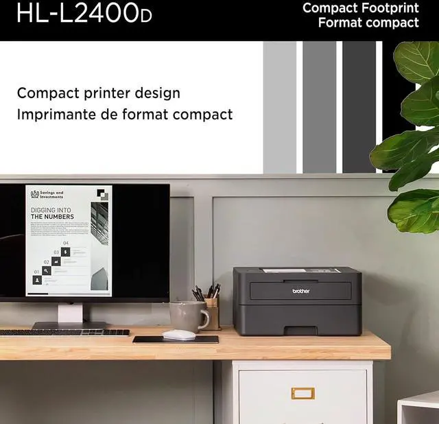 Alt view image 4 of 7 - Brother HL-L2400D Compact Monochrome Laser Printer with Duplex Printing, USB connectivity (Cable Sold Separately), Black & White Output