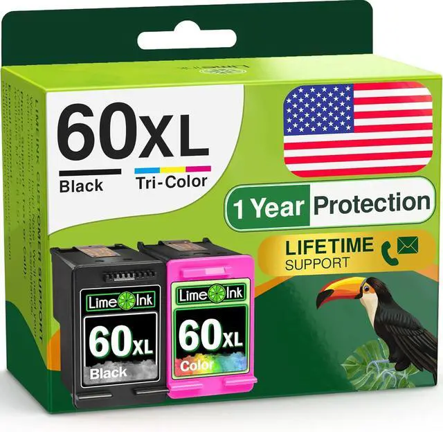Main image of Limeink Remanufactured Ink Cartridge Replacement for HP 60 Ink Cartridge Combo Pack Color Black for HP 60 Black Color Combo Pack for HP60 Cartridges 60XL for Printers 2