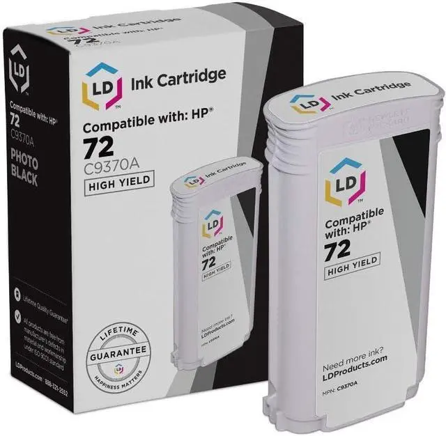 Main image of LD Products Compatible Replacements for HP Designjet 72#72 C9370A Photo Black Ink Cartridges High Yield for Use in T1100, T1120, T1200, T610, T620, T770, SD Pro MFP T1120ps Printers (Single-Pack)