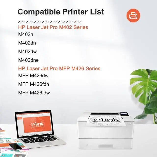 Alt view image 2 of 6 - V4INK 1PK Compatible 26X Toner Cartridge Replacement for HP 26X CF226X Toner High Yield Black Ink for HP Pro M402n M402dn M402dne M402dw MFP M426fdw M426fdn M426dw M402 M426 Printer