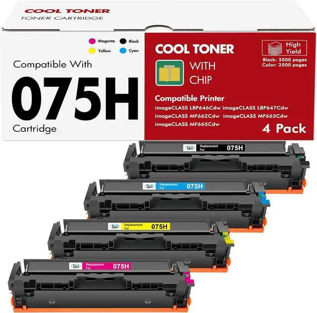 Main image of 075H 075 Toner Cartridge Set MF665CDW LBP646Cdw MF662CDW Compatible Replacement for Canon Color ImageCLASS MF663Cdw LBP647Cdw MF660c LBP640c Printer 4 Pack High Yield Ink (Black Cyan Yellow Magenta)