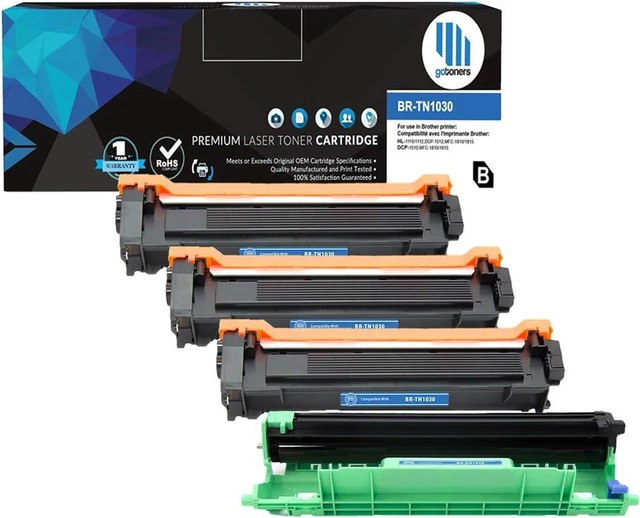 Main image of Gotoners 4PK 3 TN1030 Toner + 1 DR1030 Drum (3 TN-1030+1 DR-1030) for Brother DCP-1612W DCP-1610W HL-1212W HL-1210W DCP-1512 HL-1112 HL-1110 DCP-1510
