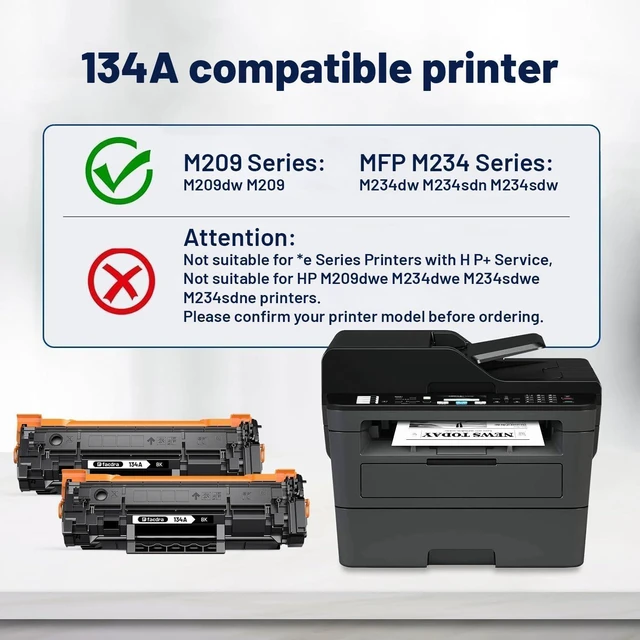Alt view image 2 of 7 - 134A W1340A Toner Cartridges (with Chip) Replacement for HP 134A Toner Cartridges W1340A 134X W1340X for HP HP M209dw M209 MFP M234dw M234sdw Toner (2 Black)