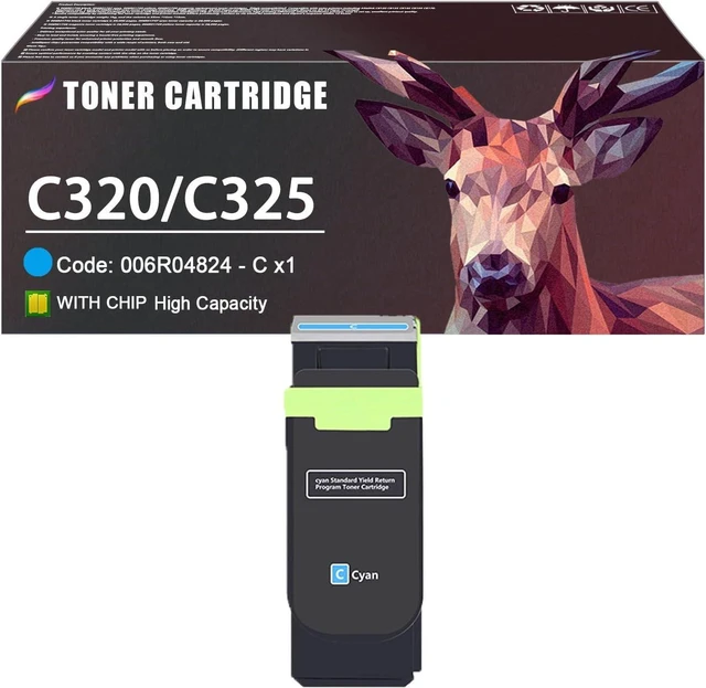 Main image of C320 C325 Toner Cartridge Compatible for Xerox 006R04824 Cyan Toner Cartridge Work for Xerox C320 C325 Printers