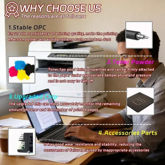 Alt view image 6 of 7 - 006R04677 Toner Cartridge Compatible for Xerox C410 VersaLink C415 Printers, Accurate Imaging Rich Color, High Yield 2400 Pages (1 Pack Yellow)