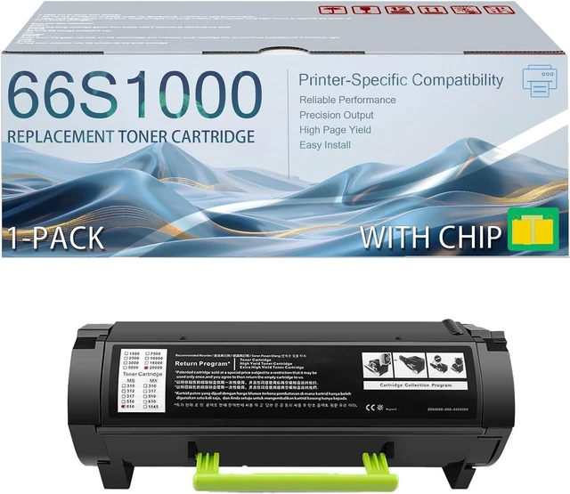 Main image of 66S1000 High Yield Black Toner Cartridges with Smart Chip Compatible for Lexmark MS531dw MS631dw MS632dwe MX532adwe MX632adwe