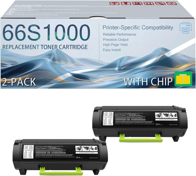 Alt view image 2 of 7 - 66S1000 High Yield Black Toner Cartridges with Smart Chip Compatible for Lexmark MS531dw MS631dw MS632dwe MX532adwe MX632adwe