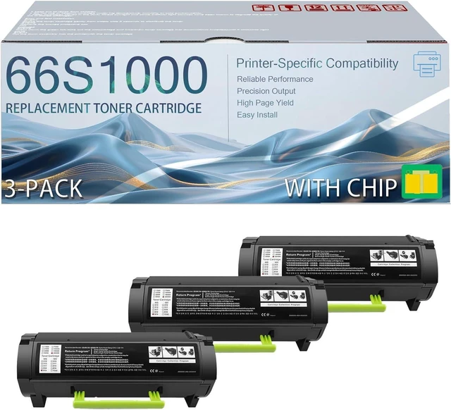 Alt view image 3 of 7 - 66S1000 High Yield Black Toner Cartridges with Smart Chip Compatible for Lexmark MS531dw MS631dw MS632dwe MX532adwe MX632adwe