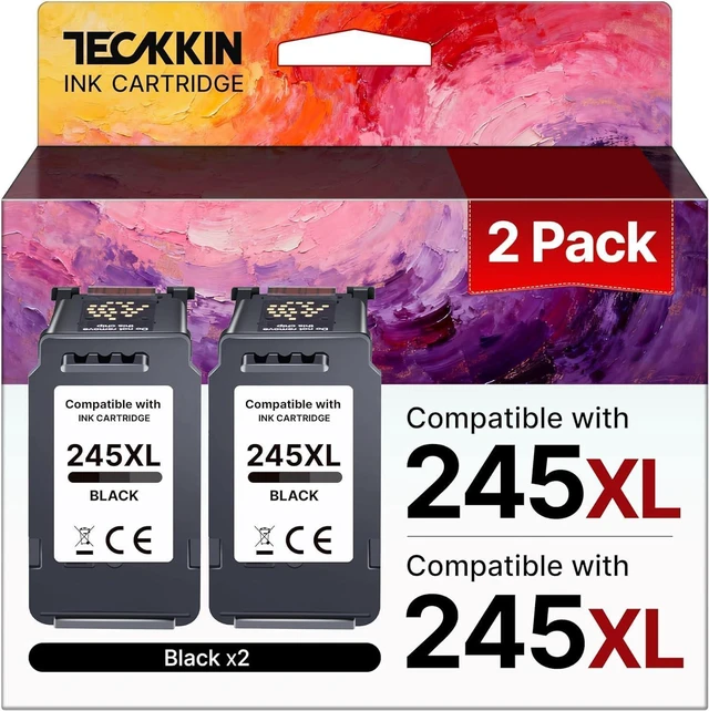 Main image of 245XL Black Ink Cartridge 2 Pack Compatible Replacement for 245XL Black Ink PG-245XL PG245 PG245XL for TS3420 MX492 TS3120 TR4520 TR4527 MX490 MG2525 MG2920 TS3320 TS3100 MG3020 Printer