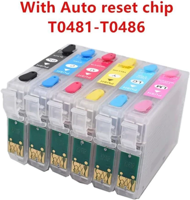Alt view image 4 of 6 - Refillable Ink Cartridges Compatible with T0481 T0482 T0483 T0484 T0485 T0486 Compatible with Stylus Photo RX500 RX600 R300 R300M R200 R220 R320 R340 RX620
