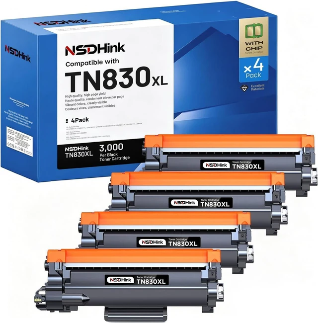 Main image of (with Chip) TN830XL TN-830XL Toner Cartridges Compatible Replacement for Brotner TN830XL TN830 XL Black Toner for HL-L2460DW DCP-L2640DW HL-L2400D HL-L2405W MFC-L2820DW Toner Printer, 4-Pack