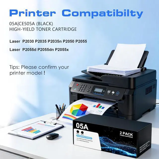 Alt view image 2 of 7 - 05A High-Yield Toner 2-Pack Black Replacement for HP P2035/P2055