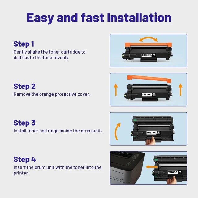 Alt view image 4 of 6 - (with Chip) TN830XL TN-830XL Toner Cartridges Compatible Replacement for Brotner TN830XL TN830 XL Black Toner for HL-L2460DW DCP-L2640DW HL-L2400D HL-L2405W MFC-L2820DW Toner Printer, 4-Pack