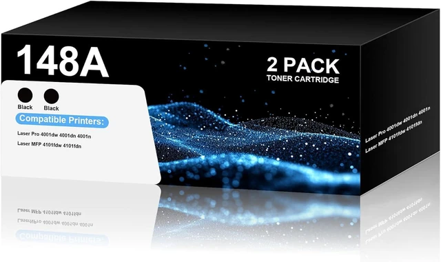 Main image of 148A Black Toner Cartridges High-Yield 2 Pack for Laser Printer Pro 4001dw 4101fdw Replacement for HP 148A|W1480A Toner with Chip for Laser Pro 4001dw 4001dn 4001n MFP 4101fdw 4101fdn Printer