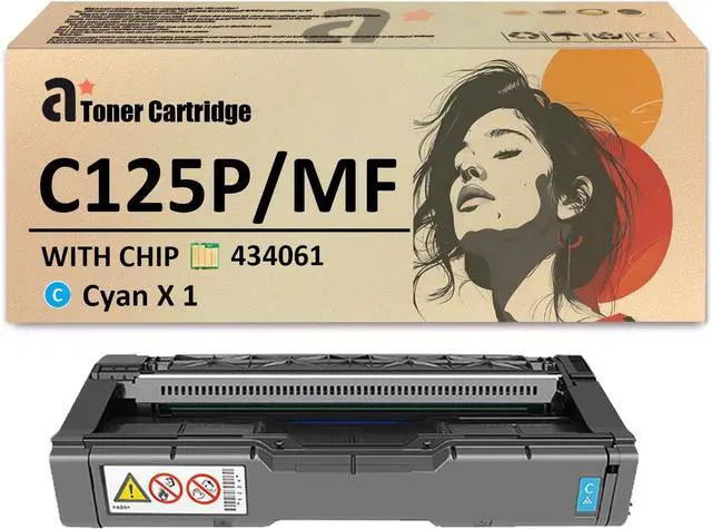 Main image of C125P/MF Toner Cartridges for Ricoh C125P/MF 434060 434061 434062 434063 Toner Cartridge Compatible for Ricoh C125P C125MF Printers 1 Cyan