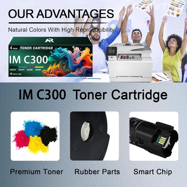 Alt view image 4 of 7 - IMC300 Toner Cartridges Compatible for Ricoh 842378 842379 842380 842381 Toner Cartridge Replacement for Ricoh IMC300 IMC300F IMC400F IMC400SF Printer