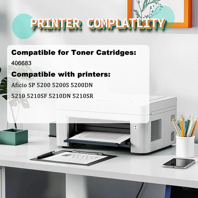 Alt view image 2 of 7 - SP 5200HA Toner Cartridge Compatible for Ricoh 406683 Toner Cartridges Work for Ricoh Aficio SP 5200 5200S 5200DN 5210 5210SF 5210DN 5210SR Printers