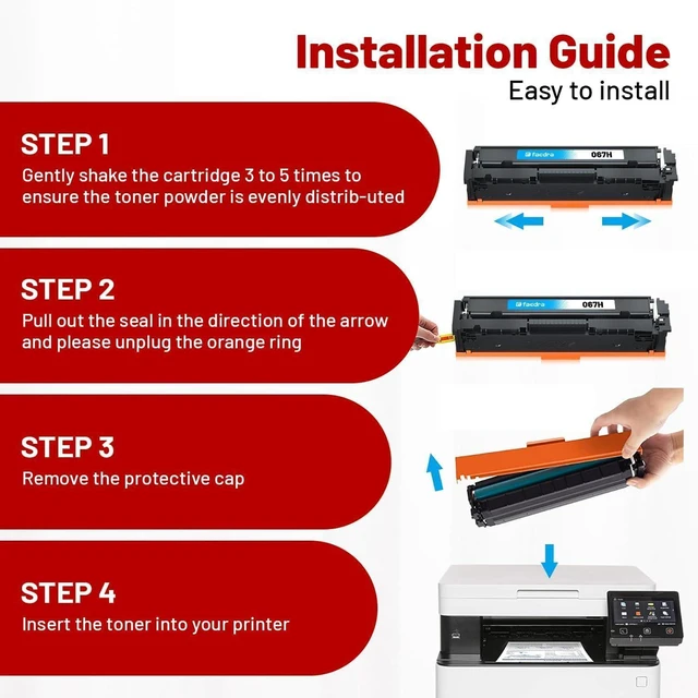 Alt view image 4 of 7 - 067H Toner Cartridges Set (with Chip) Replacement for Canon 067H 067 CRG-067 Toner Cartridges for Canon imageCLASS LBP632Cdw LBP633Cdw MF653Cdw MF654Cdw MF656Cdw Toner, 4-Pack