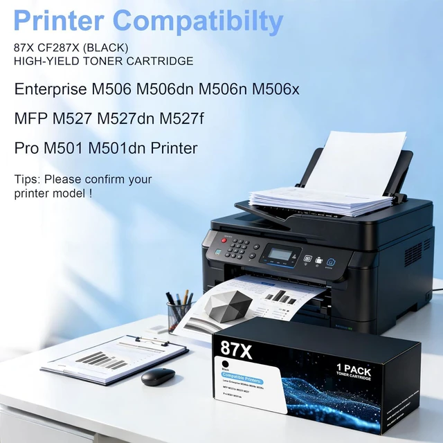 Alt view image 2 of 7 - 87X CF287X Toner Cartridge High Yield Replacement for HP 87A CF287A 87X CF287X Toner for Laser Enterprise M506dn M506n M506x MFP M527dn M527f M527 Pro M501 M501dn Series Printer (1 Black)
