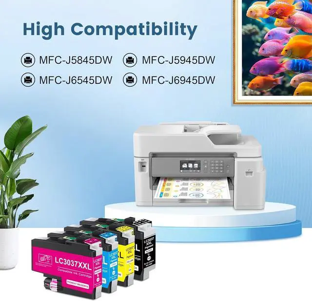 Alt view image 3 of 6 - Compatible LC3037XXL Ink Cartridges Replacement for Brother LC-3037 LC3039 Ink Cartridges Compatible for Brother Printer MFC-J5845DW MFC-J5945DW MFC-J6545DW MFC-J6945DW, 4-Pack (1BK/1C/1M/1Y)