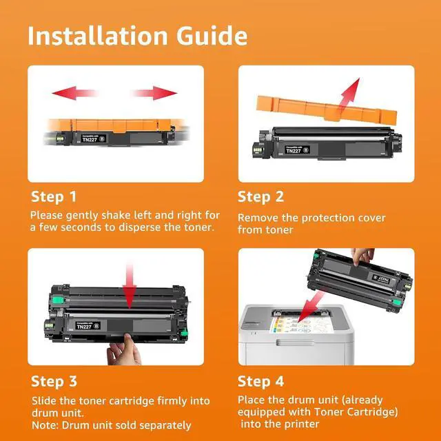Alt view image 5 of 7 - Compatible TN227 Toner Cartridge Replacement for TN-227BK/C/M/Y High Yield Brother TN227 TN227BK TN223 to use with HL-L3270CDW HL-L3230CDW HL-L3210CW HL-L3290CDW MFC-L3710CDW (5 Pack)