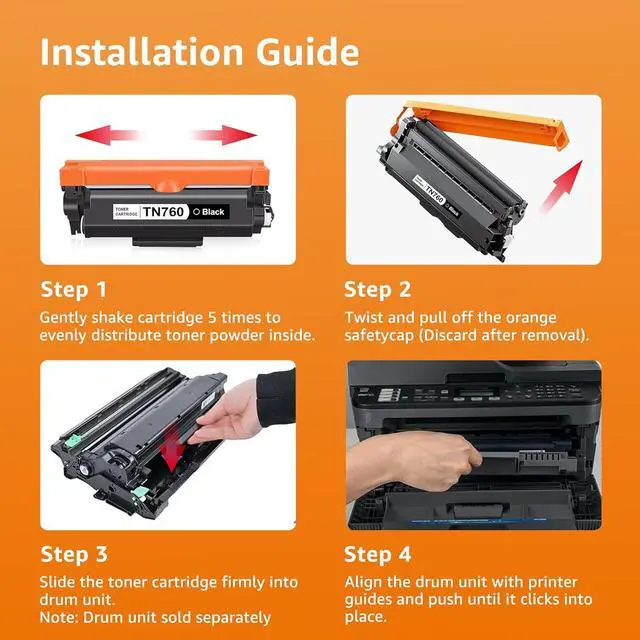 Alt view image 5 of 7 - Compatible Toner Cartridge Replacement for Brother TN760 TN-760 TN730 with HL-L2350DW HL-L2370DW MFC-L2750DW DCP-L2550DW Printer (Black 3 Pack)