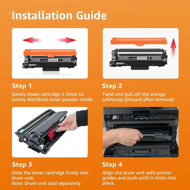 Alt view image 5 of 7 - Compatible TN830 Toner Cartridge Replacement for Brother TN830XL TN830 TN 830 Toner Cartridges with Brother DCP-L2640DW HL-L2460DW HL-L2480DW HL-L2400D HL-L2405W MFC-L2820DW Printer (3 Black)