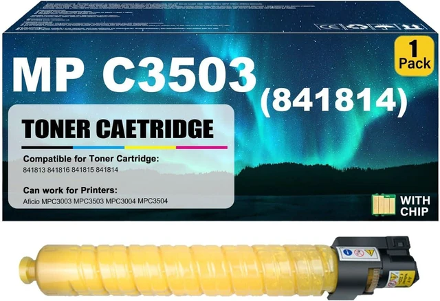 Main image of MP C3503 Toner Cartridge Compatible for Ricoh MP C3503 841814 Yellow Toner Cartridges Work for Ricoh Aficio MPC3003 MPC3503 MPC3004 MPC3504 Printers