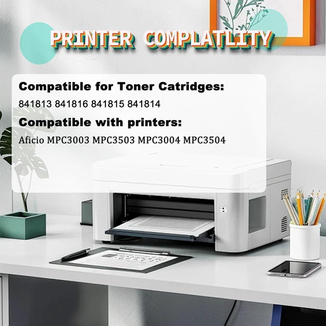 Alt view image 2 of 7 - MP C3503 Toner Cartridge Compatible for Ricoh MP C3503 841814 Yellow Toner Cartridges Work for Ricoh Aficio MPC3003 MPC3503 MPC3004 MPC3504 Printers