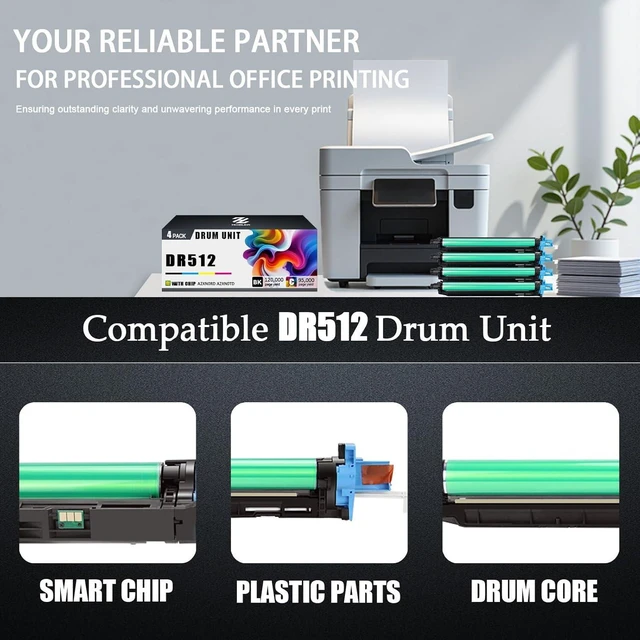 Alt view image 4 of 7 - DR512 Drum Units Compatible for Konica Minolta DR512 A2XN0TD Drum Unit Work for Konica Minolta Bizhub C224 C224e C284 C284e C364 C364e C454 C454e C554 C554e