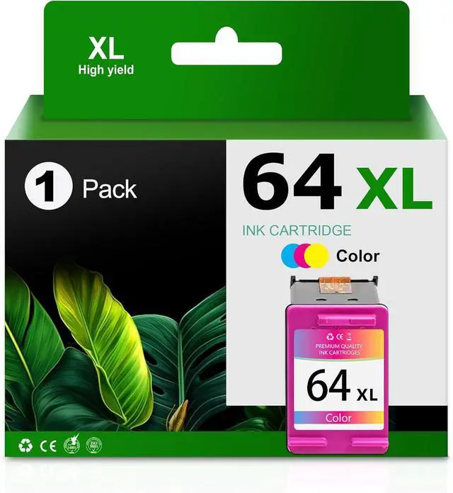 Main image of 64XL Ink Cartridge Tri-Color High Yield Replacement HP Ink 64 XL Use for Envy Photo 7855 7858 6252 6255 7800 7100 7120 7155 7158 Tango Series Printer (Color, 1 Pack)