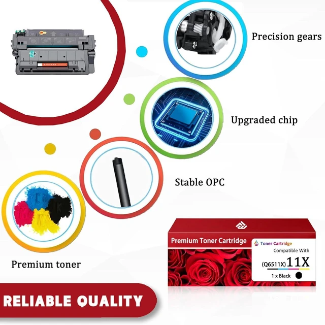 Alt view image 4 of 7 - 11X Toner Cartridge Compatible for HP 11X Q6511X 11A Q6511A Toner Cartridges Work for HP LaserJet 2430 2410 2420 2420d 2420n 2420dn 2430tn 2430dtn 2430n Printers