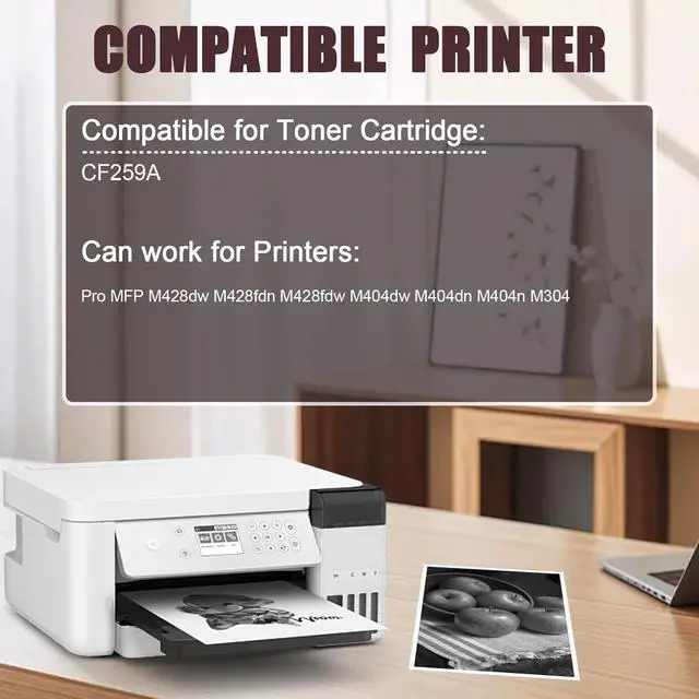 Alt view image 2 of 7 - 59A Toner Cartridge Compatible for HP 59A CF259A Toner Cartridges Work for HP Pro MFP M428dw M428fdn M428fdw M404dw M404dn M404n M304 Printers