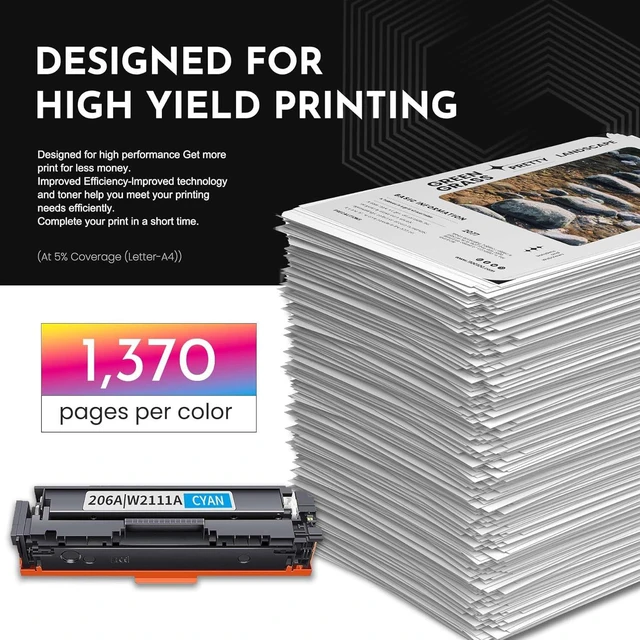 Alt view image 3 of 6 - 206A | W2111A Cyan Toner Cartridge High Yield 206A | W2111A Compatible 206A Toner Cartridge Replacement for HP Color Pro MFP M283fdw M283cdw M283fdn M282nw M255dw M255nw M283 M255 Printer-1C
