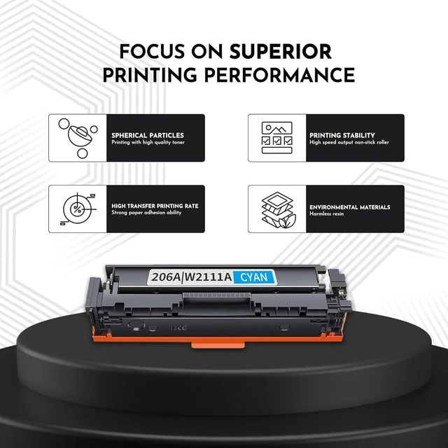 Alt view image 5 of 6 - 206A | W2111A Cyan Toner Cartridge High Yield 206A | W2111A Compatible 206A Toner Cartridge Replacement for HP Color Pro MFP M283fdw M283cdw M283fdn M282nw M255dw M255nw M283 M255 Printer-1C