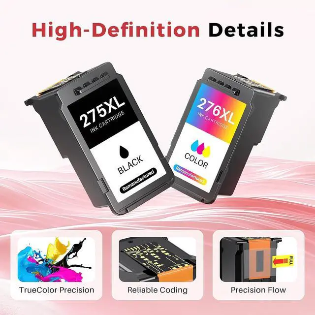 Alt view image 4 of 7 - Kuva 275xl 276xl Compatible Ink Cartridge Replacement for Canon Ink 275 276 XL PGI275 CLI276 PG-275 CL-276 XL Work with Pixma TS3522 TR4720 TS3520 TS3500 TR4700 Printer (2-Black,1-Color,3-Pack)